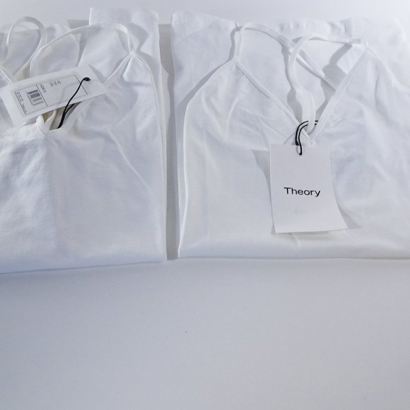 Theory Jade tubular tank Criss Cross Cami Tank Top White One Size NWt 130 - Picture 8 of 10